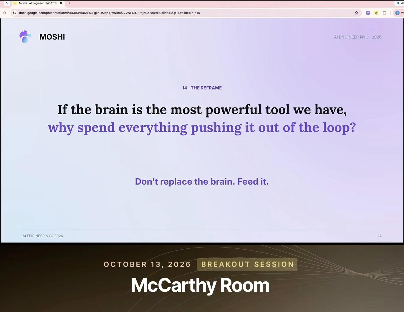 A slide asks why the brain is being pushed out of the loop and says to feed it instead of replacing it.