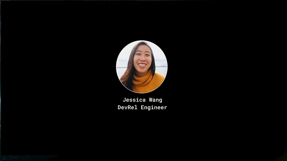 Portrait of Jessica Wang, identified as a DevRel engineer.