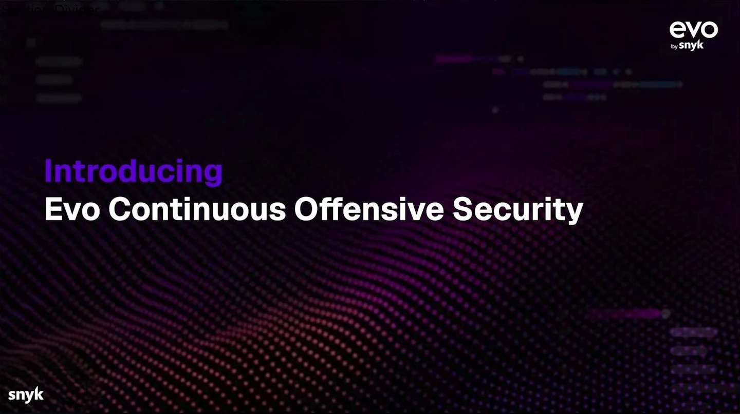 Introduction to Evo Continuous Offensive Security on a dark purple background.