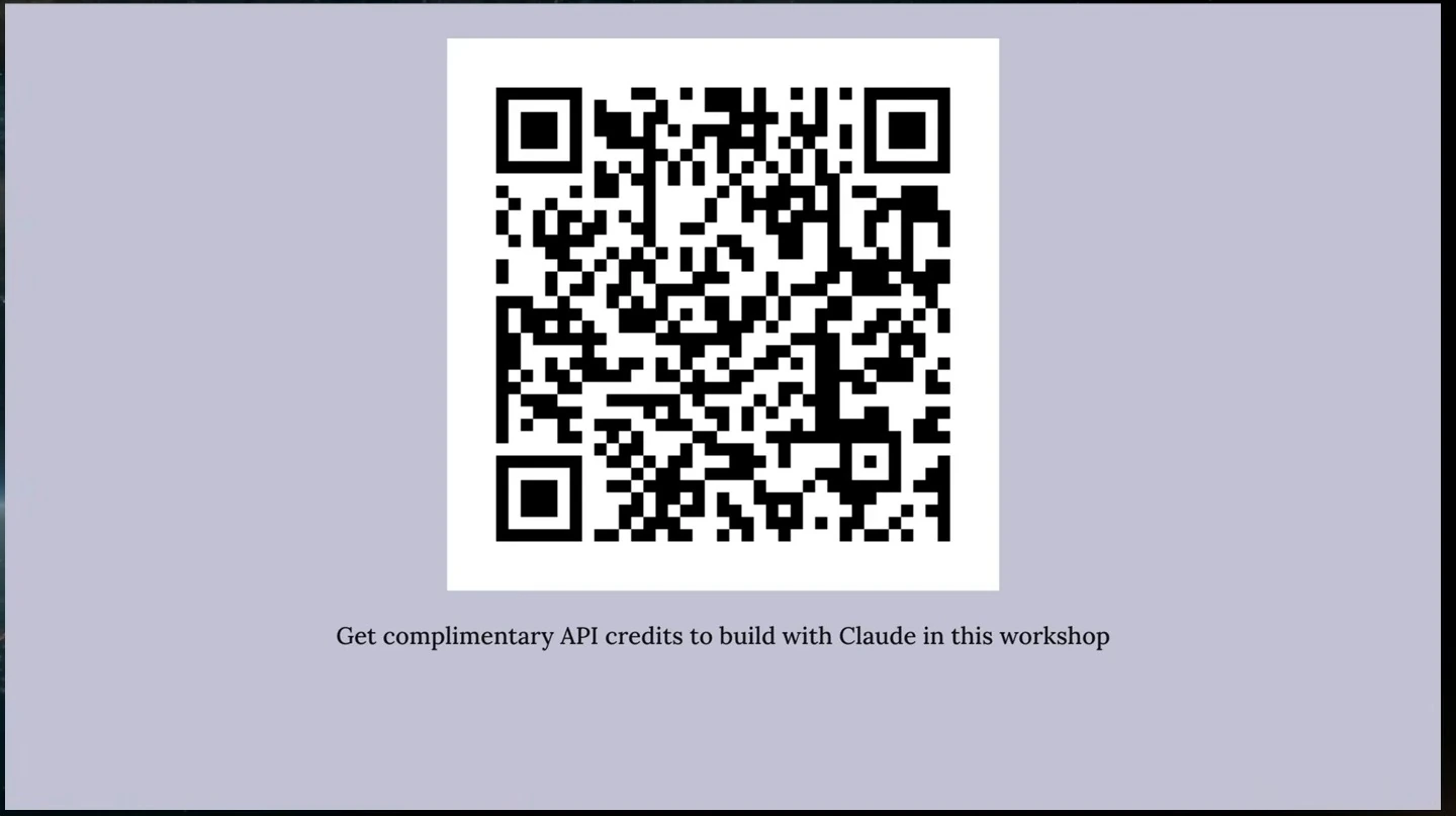 QR code for complimentary API credits for the workshop.