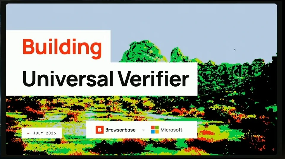 Title slide for Building Universal Verifier, presented by Browserbase and Microsoft.