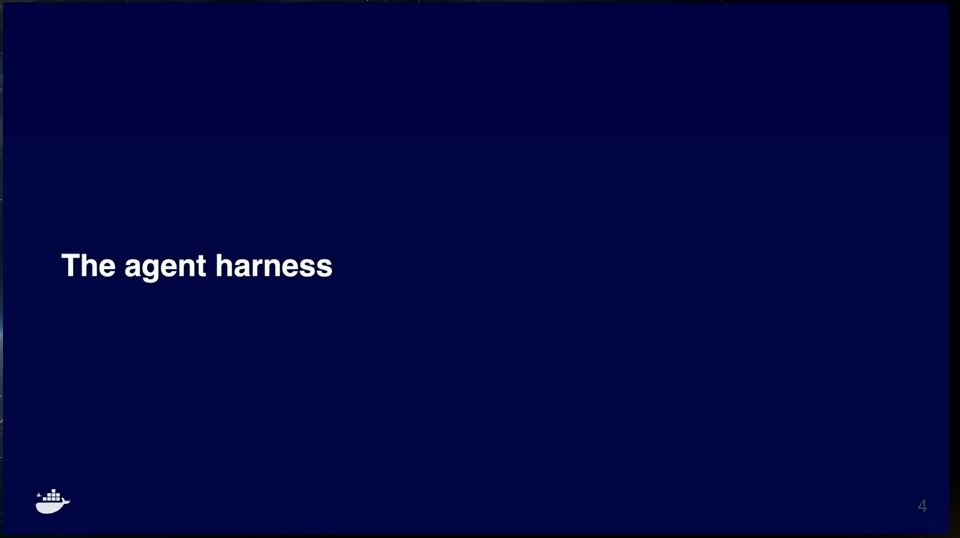 Section slide titled The agent harness.