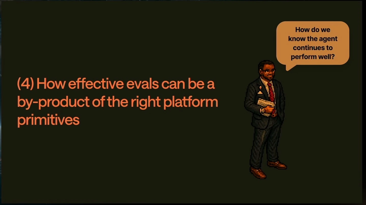 Section slide asks how to know an agent continues to perform well.