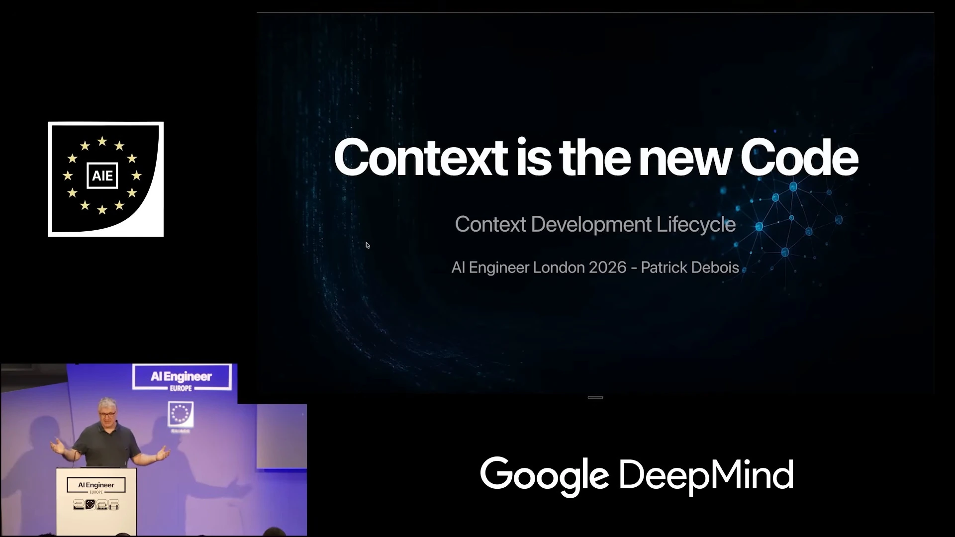Title slide for Patrick Debois's talk on the Context Development Lifecycle.