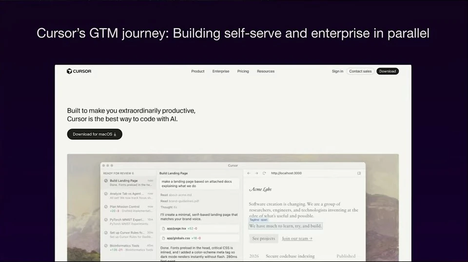 Cursor’s parallel go-to-market paths — recorded presentation