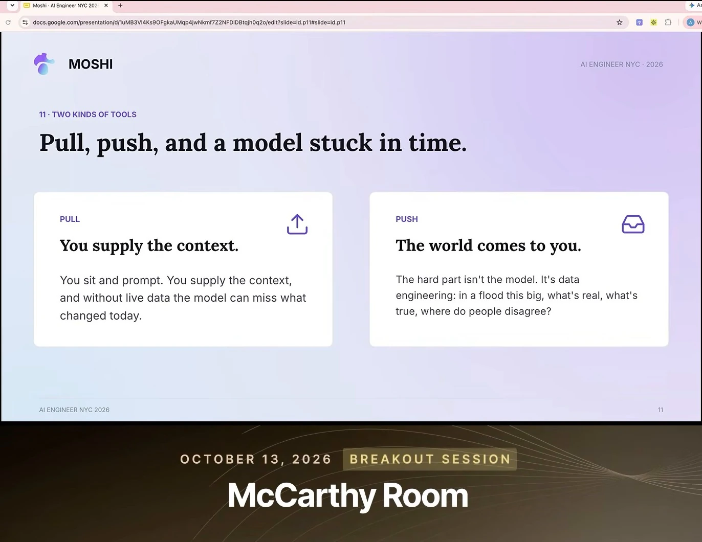 Two panels contrast supplying context to a model with receiving a flood of information that requires data engineering.