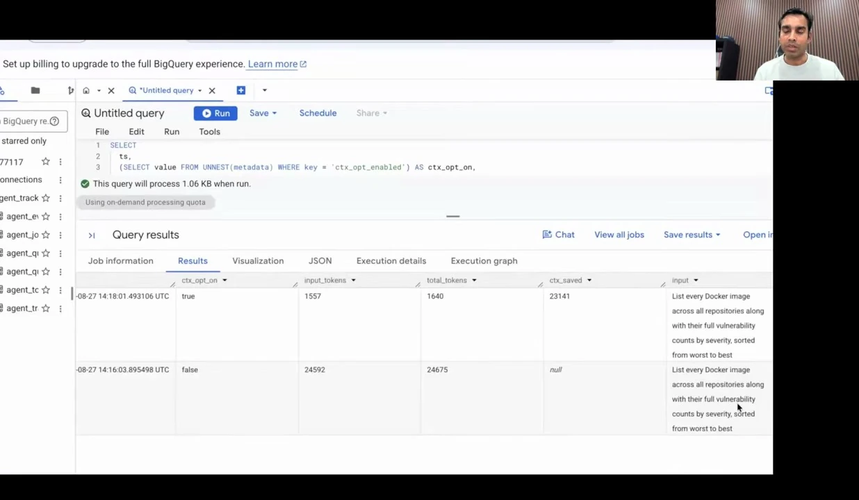 Slack query token comparison — recorded presentation