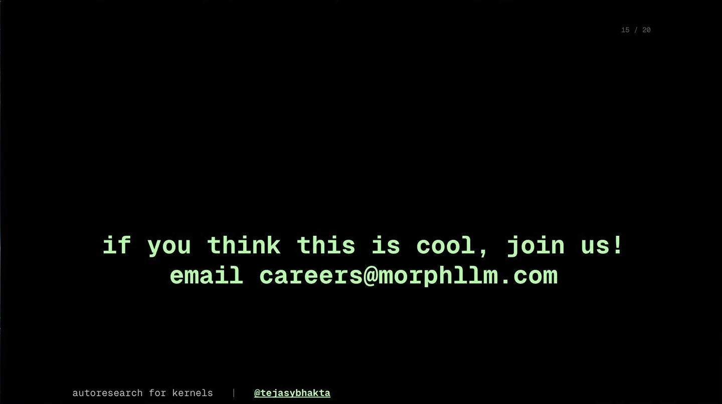 Black slide with a green invitation to join the team and a recruiting email address.