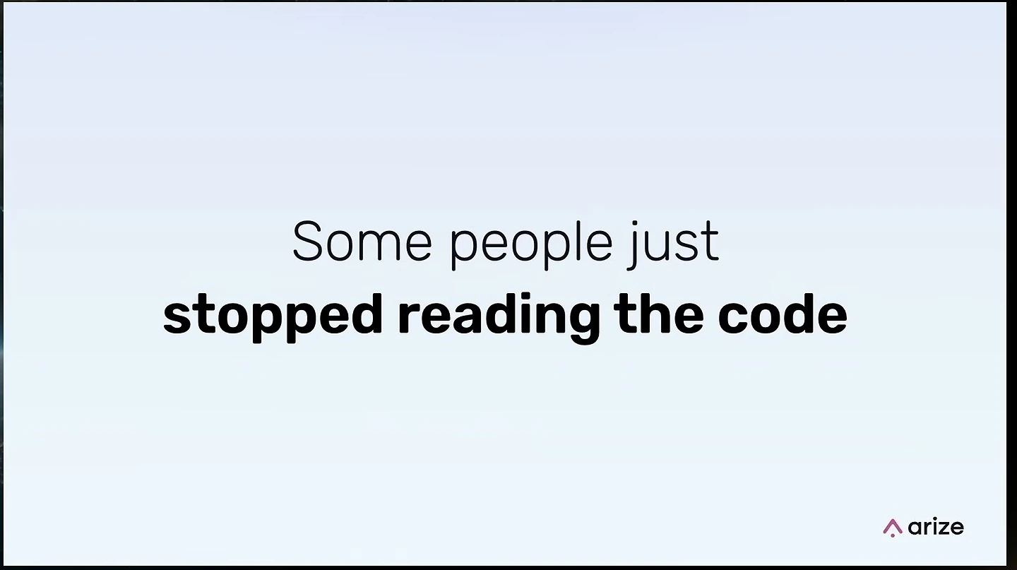 Slide stating, “Some people just stopped reading the code.”