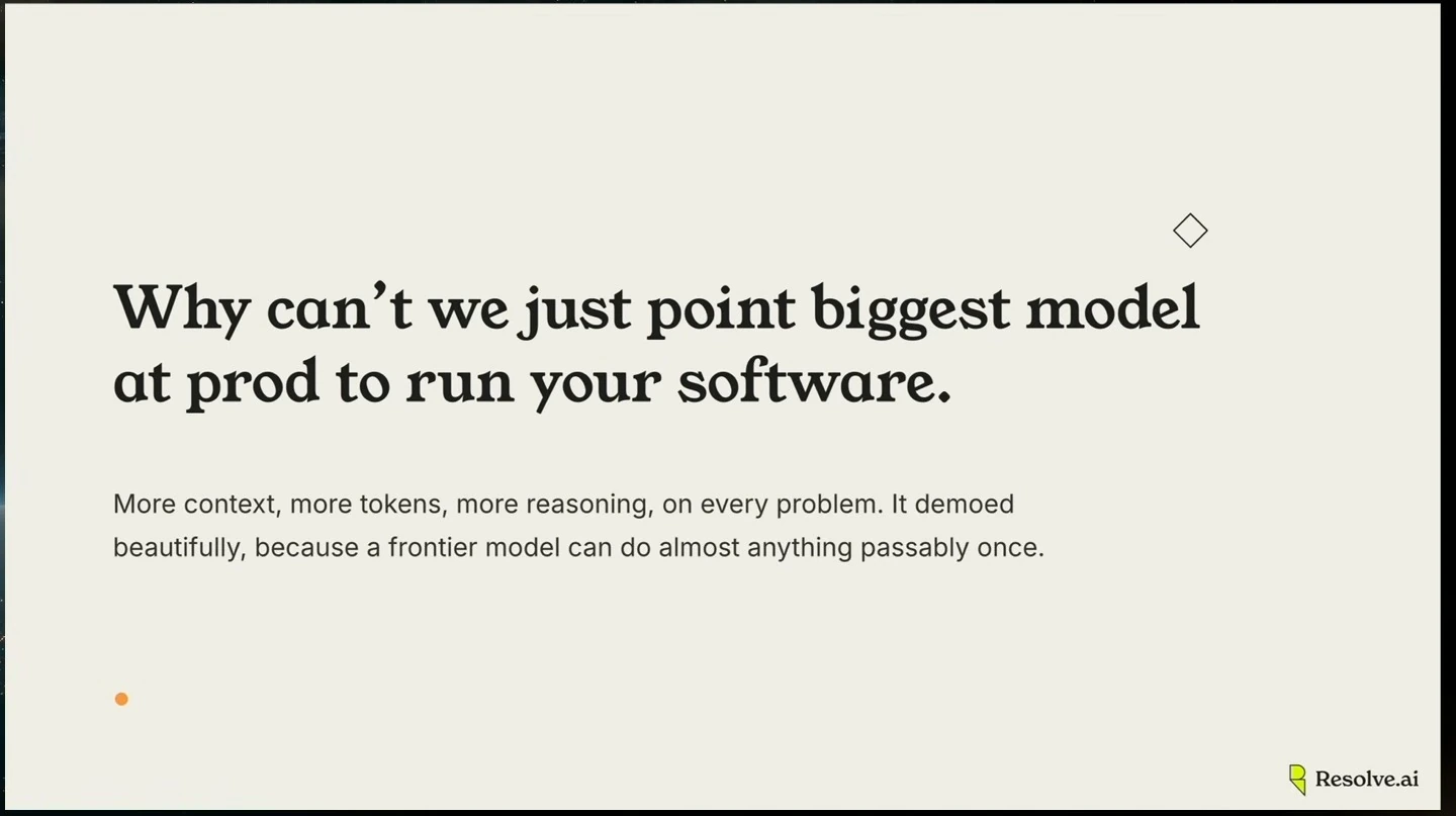 Question about using the biggest model to run production software, with a note about impressive one-off demos.