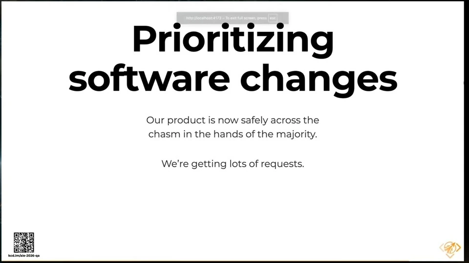 Slide says the product has reached the majority and is receiving many requests.