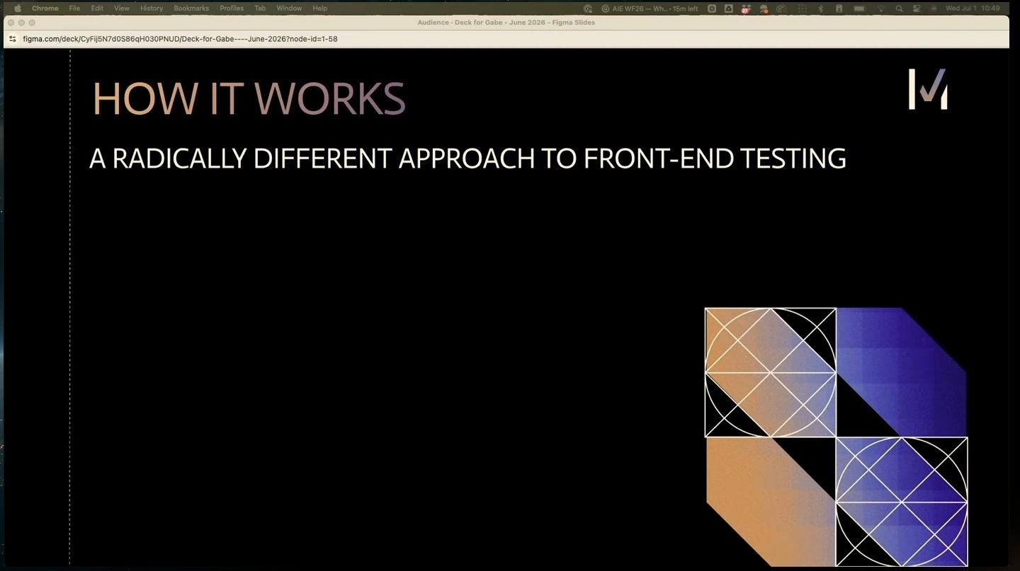 Slide introducing a different approach to front-end testing.