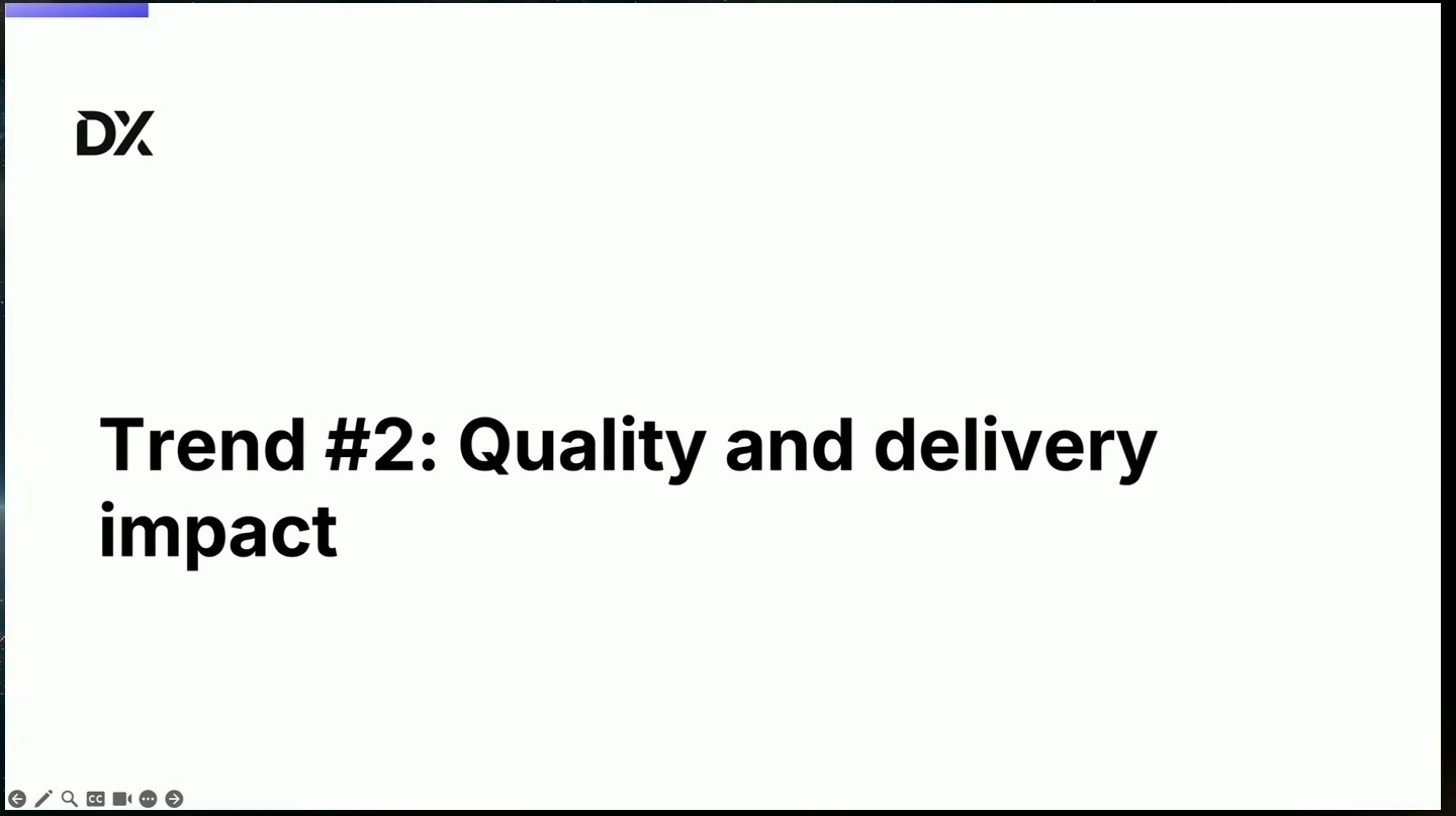 Section slide titled Trend #2: Quality and delivery impact.