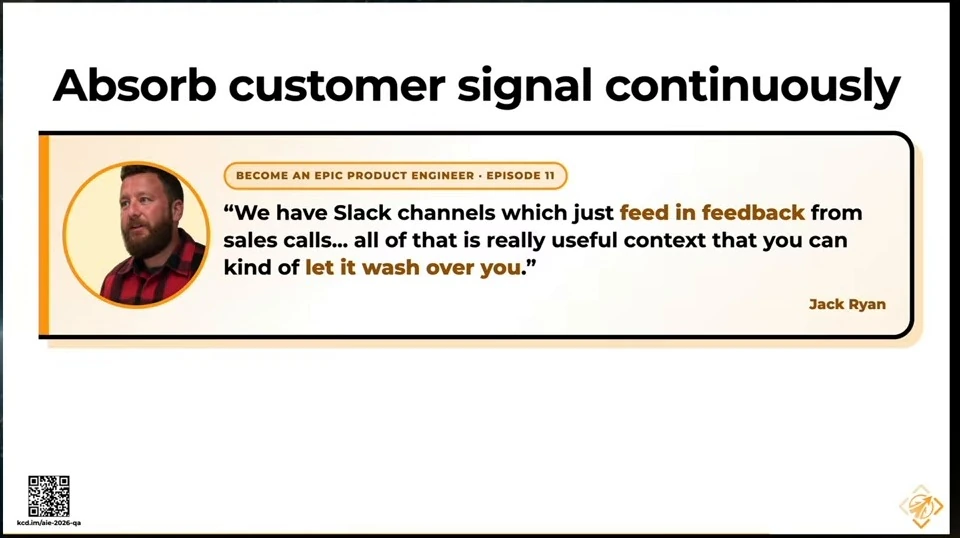 Jack Ryan describes absorbing feedback from sales calls to gain customer context.