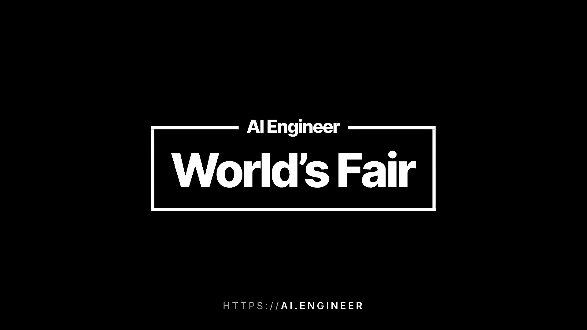AI Engineer World's Fair branding in white on a black background, with the event website below.