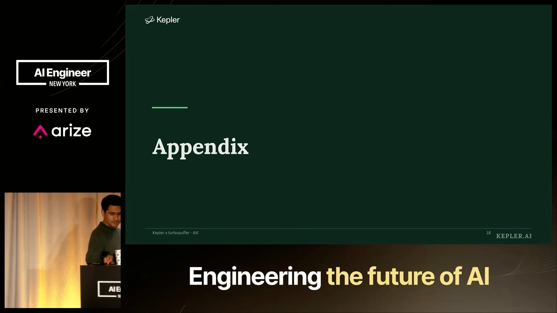 Dark green Kepler slide titled Appendix.