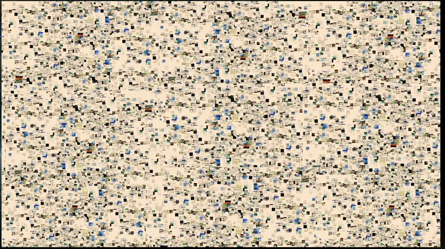 A dense mosaic of tiny webpage images fills the slide.