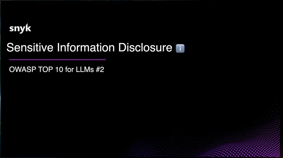 Section title introduces sensitive information disclosure as an OWASP Top 10 issue for LLMs.