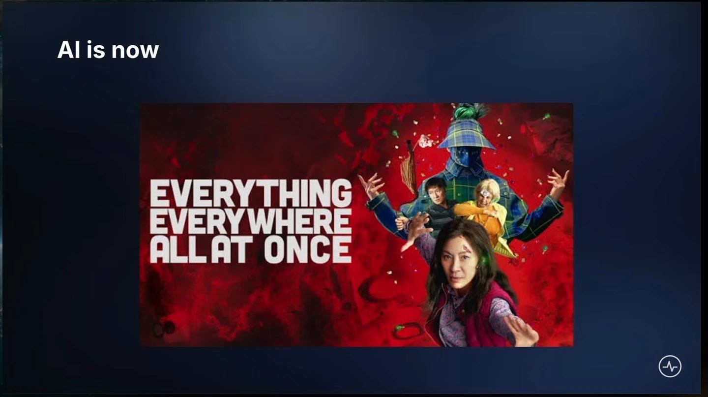 Slide uses an Everything Everywhere All at Once image to illustrate AI's breadth.