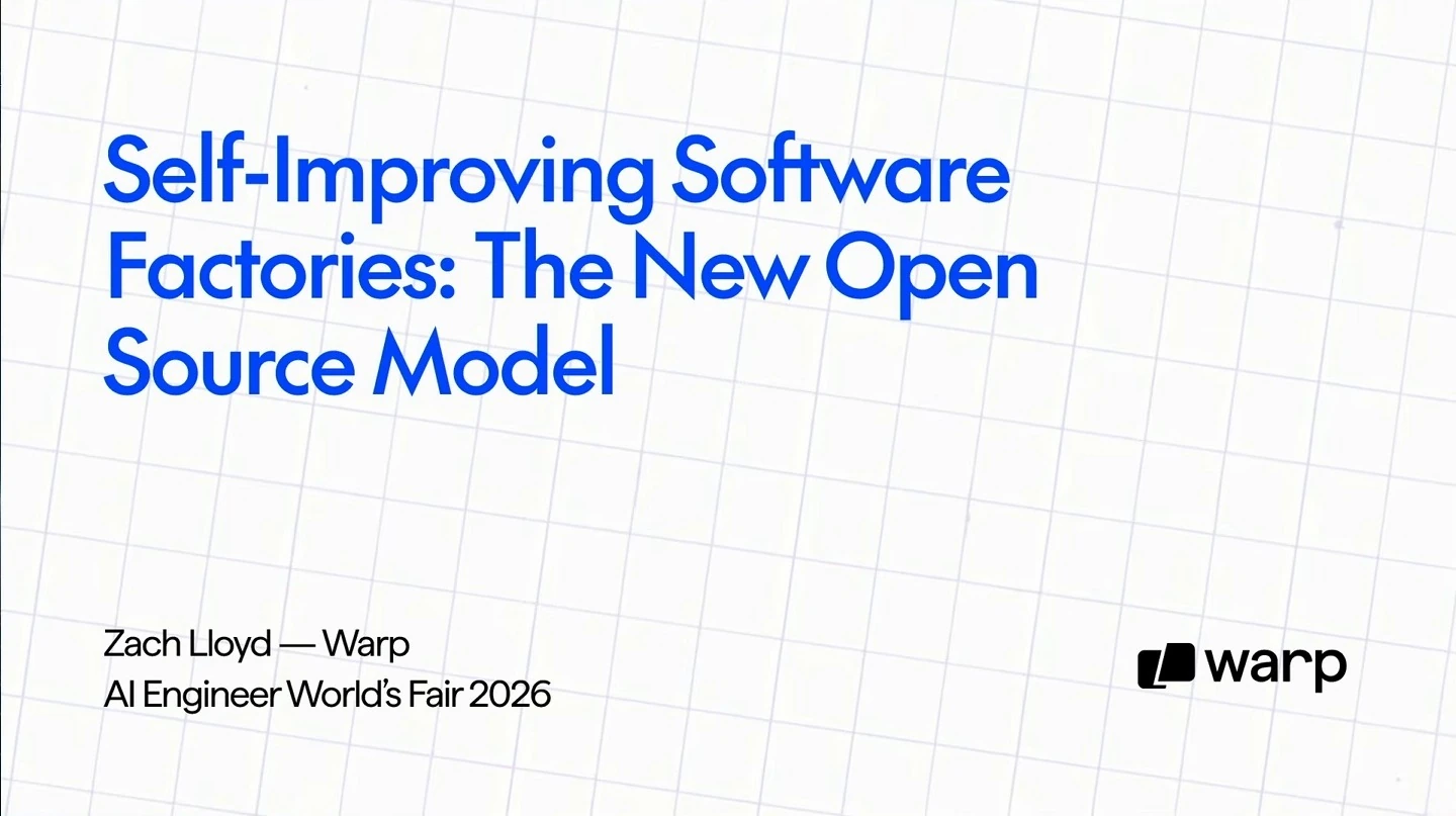 Title slide for Zach Lloyd’s talk at AI Engineer World’s Fair 2026.