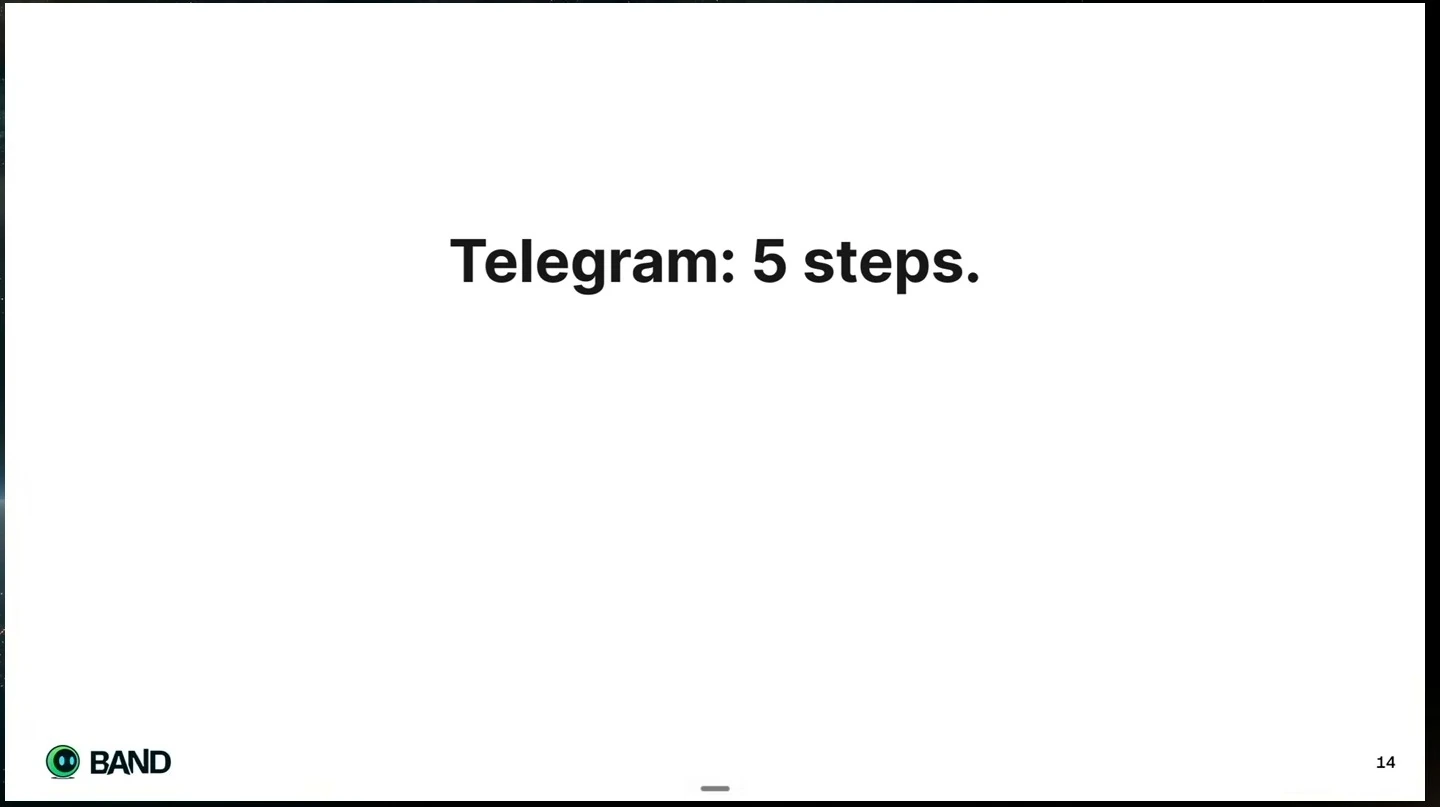 Slide states Telegram requires five steps.