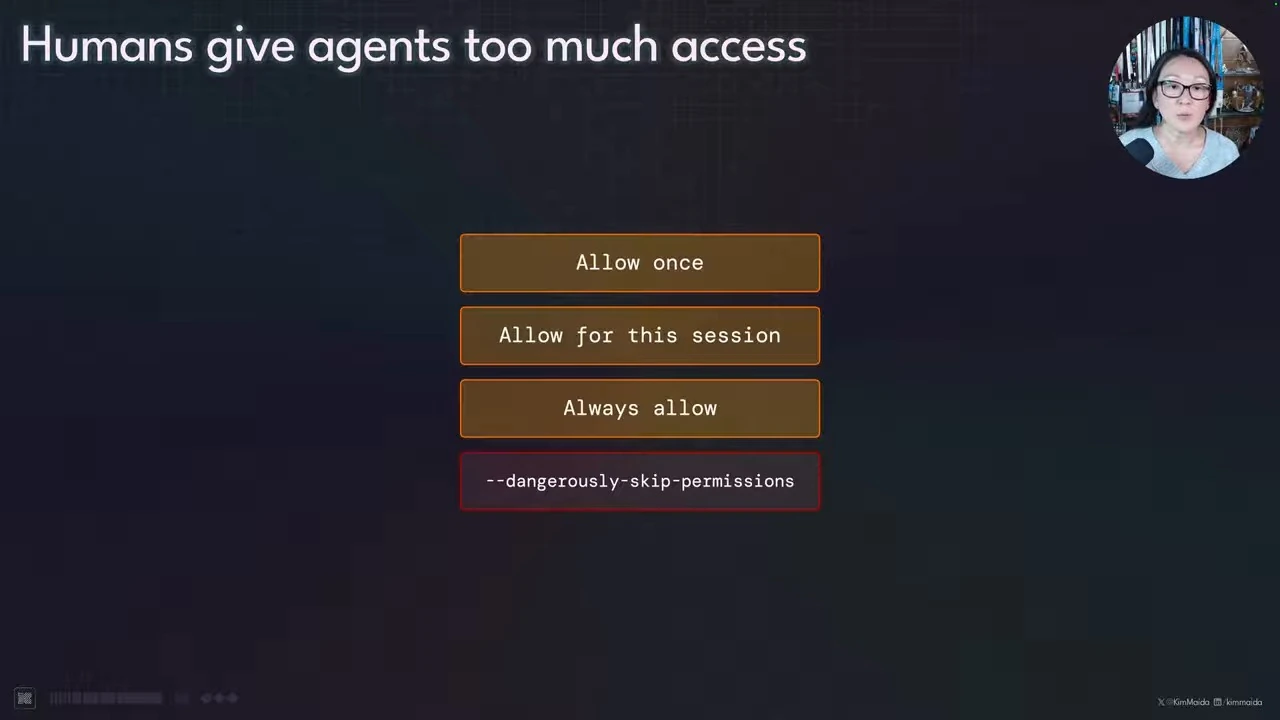 Four permission choices range from allowing an action once to bypassing permission checks.