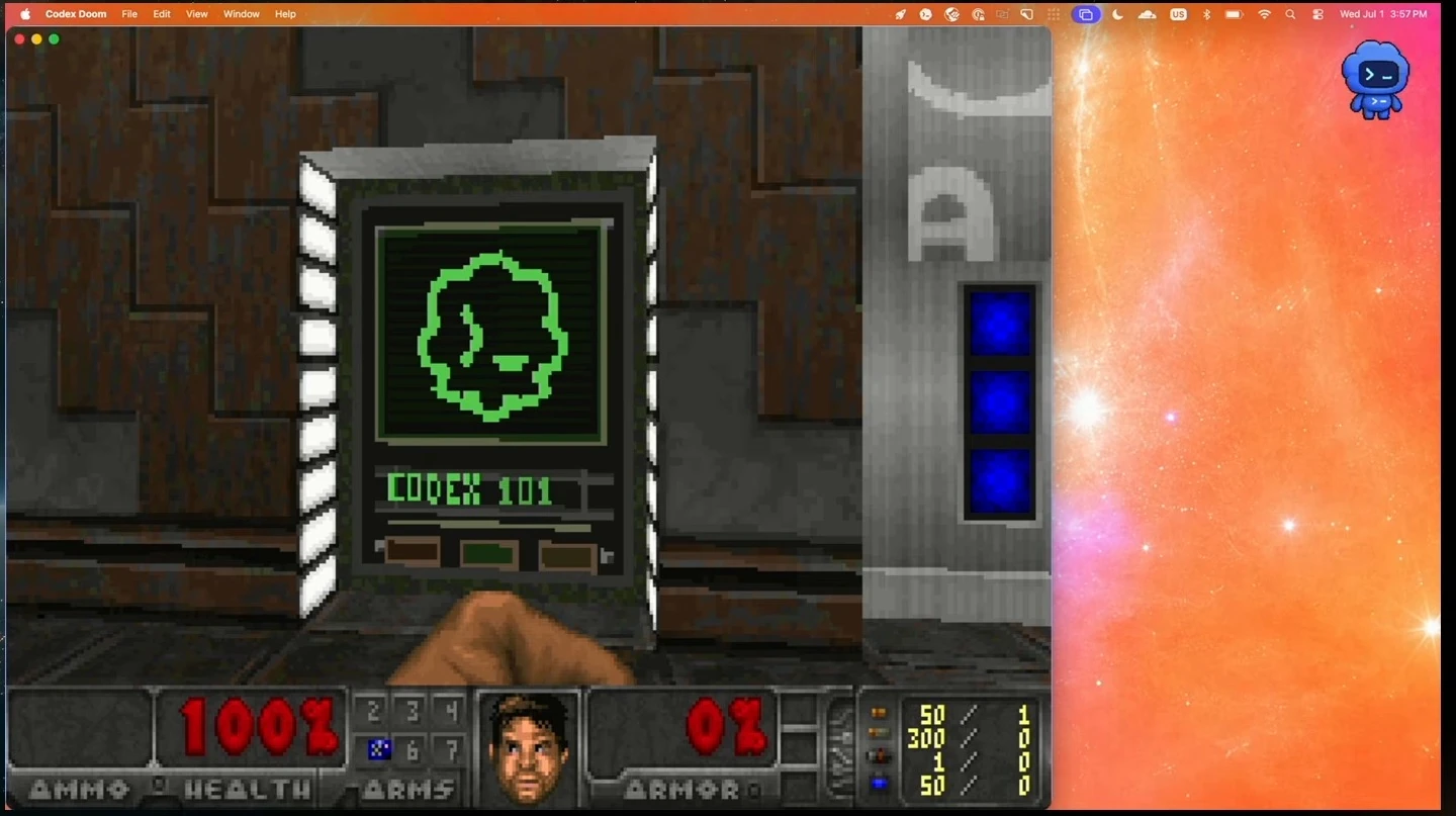 A green Codex terminal built into a wall in the game.