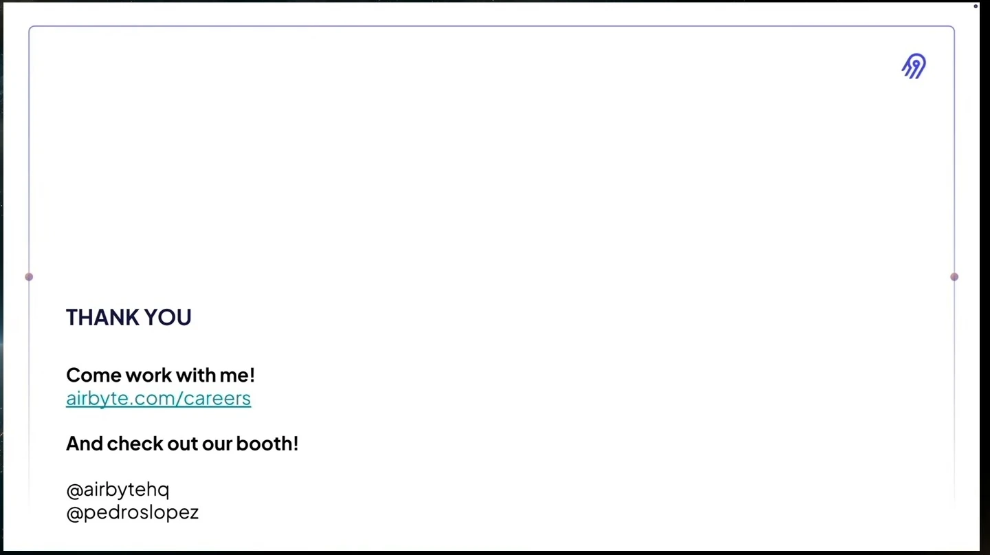 Closing slide thanks the audience and invites them to visit the booth and explore careers.