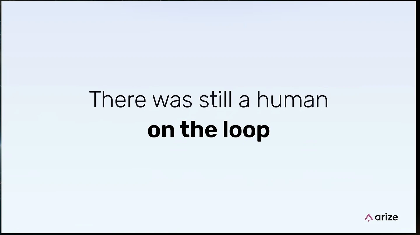 Slide states that there was still a human on the loop.