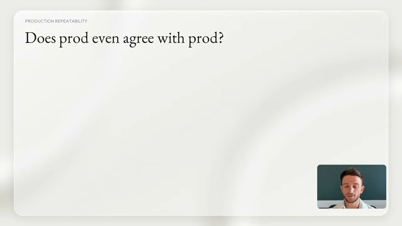 A section slide asks whether production agrees with itself.