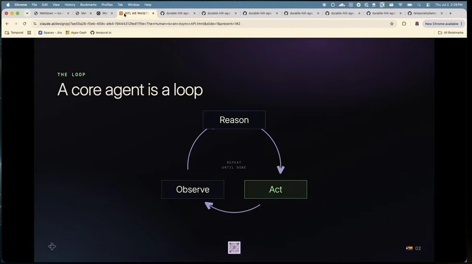 Diagram connecting reason, act, and observe in a repeating loop.