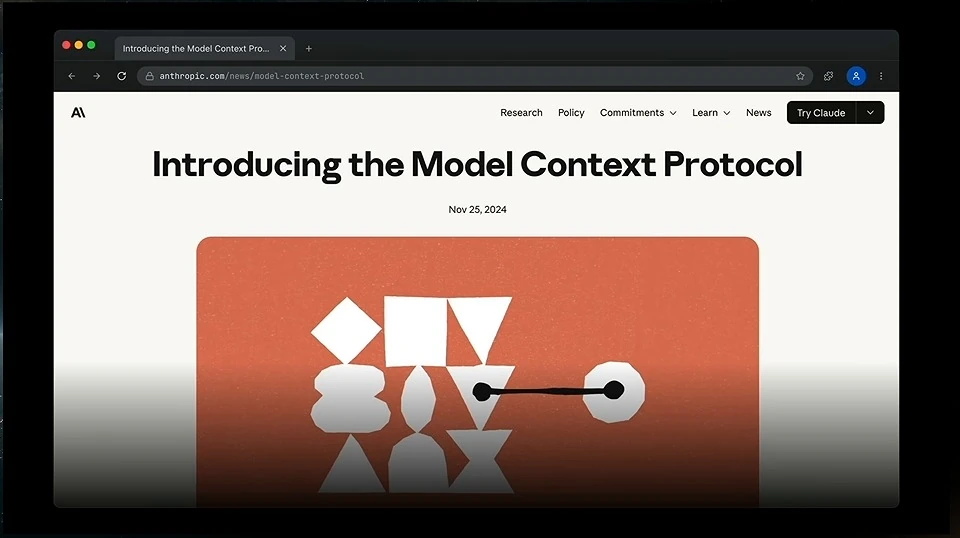A browser view of Anthropic’s Model Context Protocol announcement.