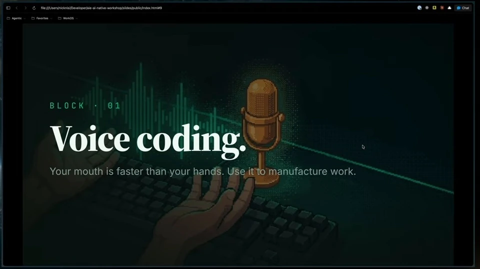 Voice coding block title over an illustration of a microphone and keyboard.