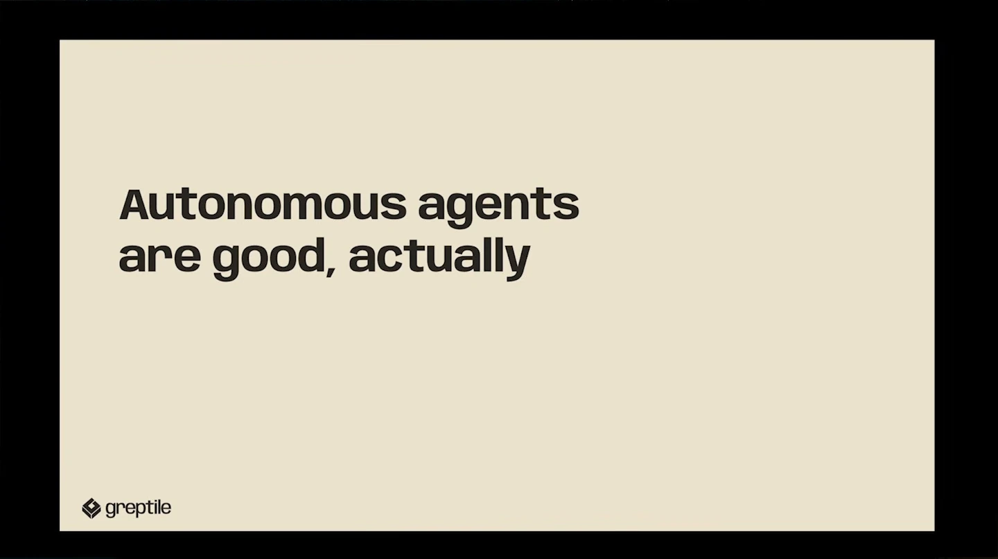 Slide states that autonomous agents are good.