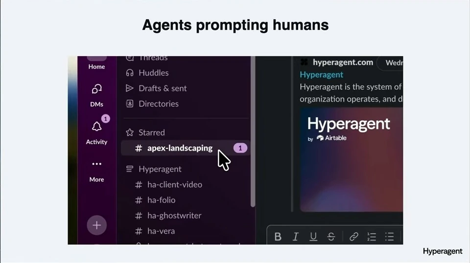 A landscaping channel is highlighted in Slack.