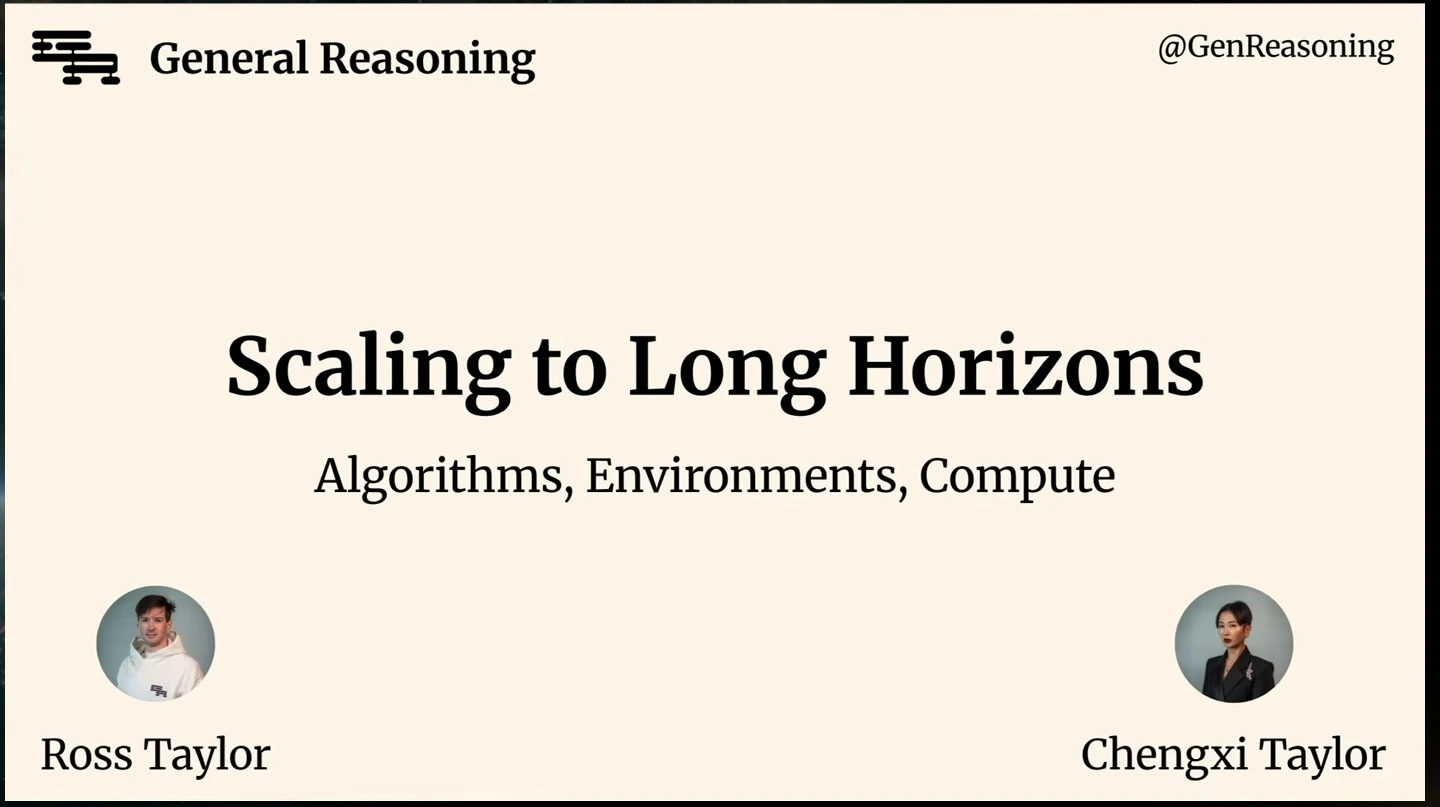 Title slide naming algorithms, environments and compute, with portraits of Ross Taylor and Chengxi Taylor.