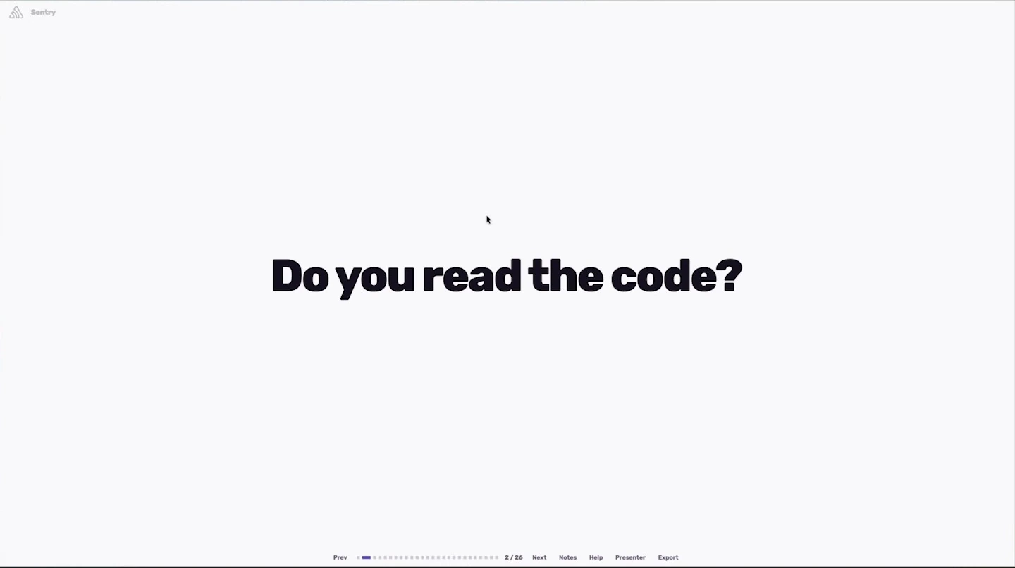 Slide asking, “Do you read the code?”