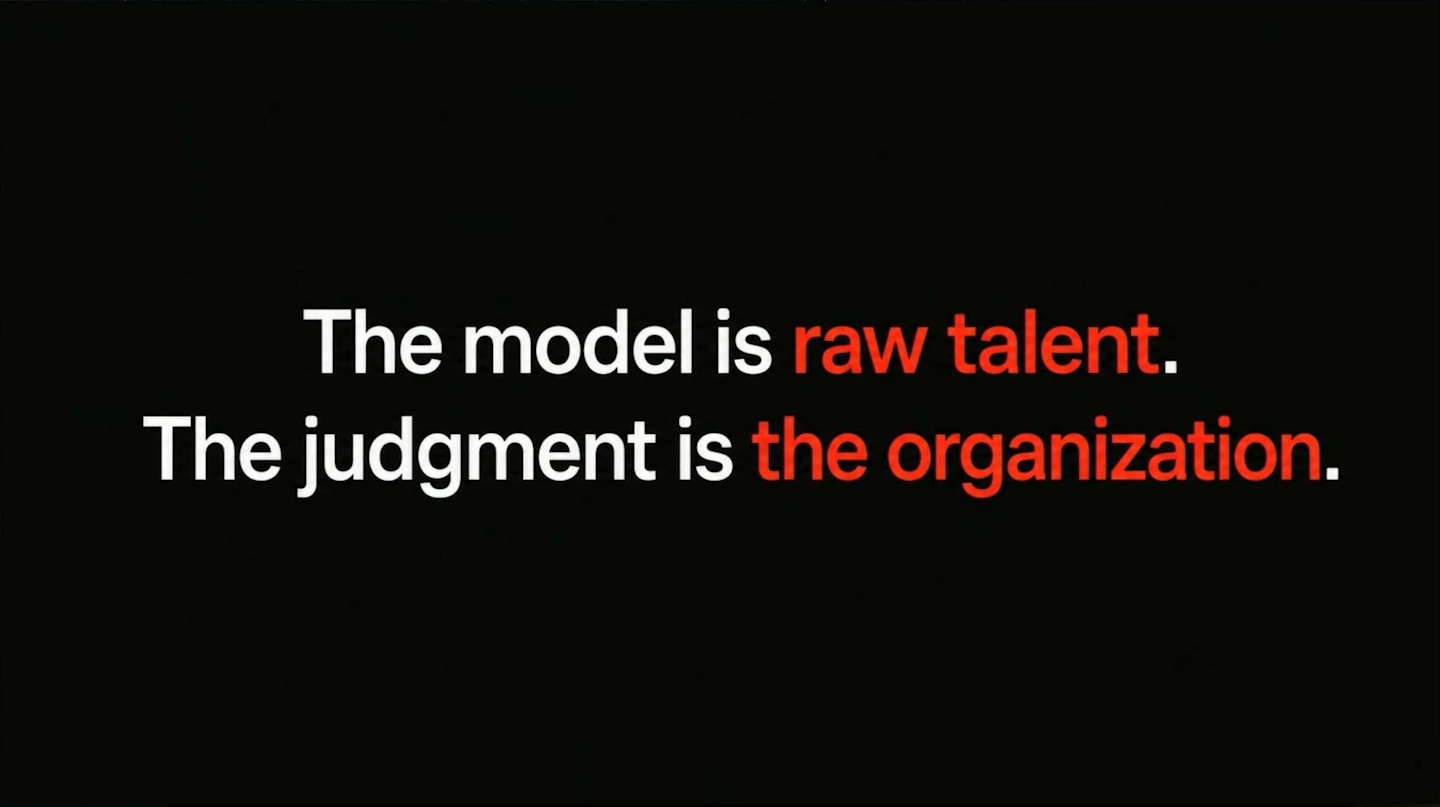 Text compares the model to raw talent and judgment to the organization.