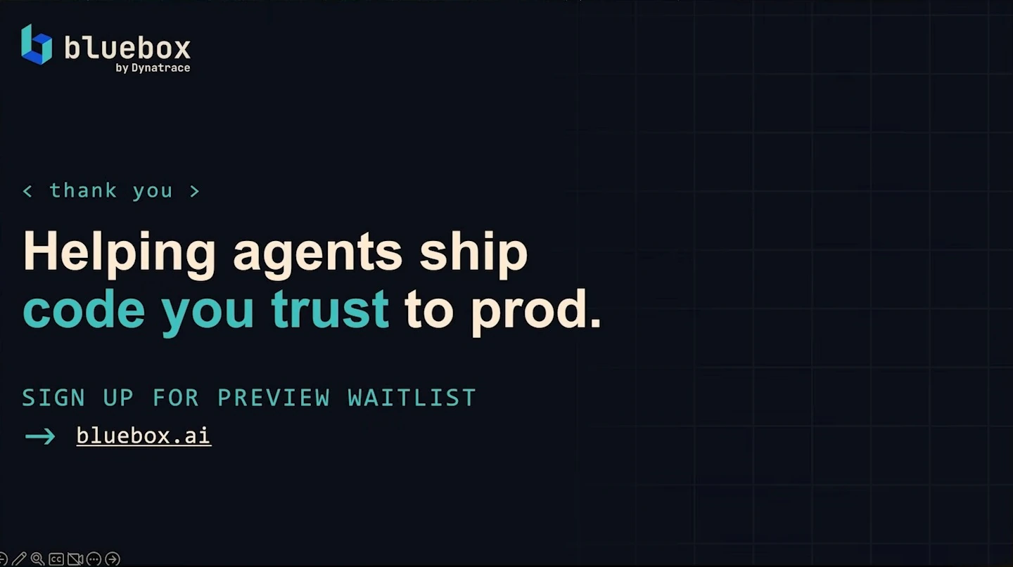 Bluebox closing slide invites viewers to sign up for the preview waitlist.