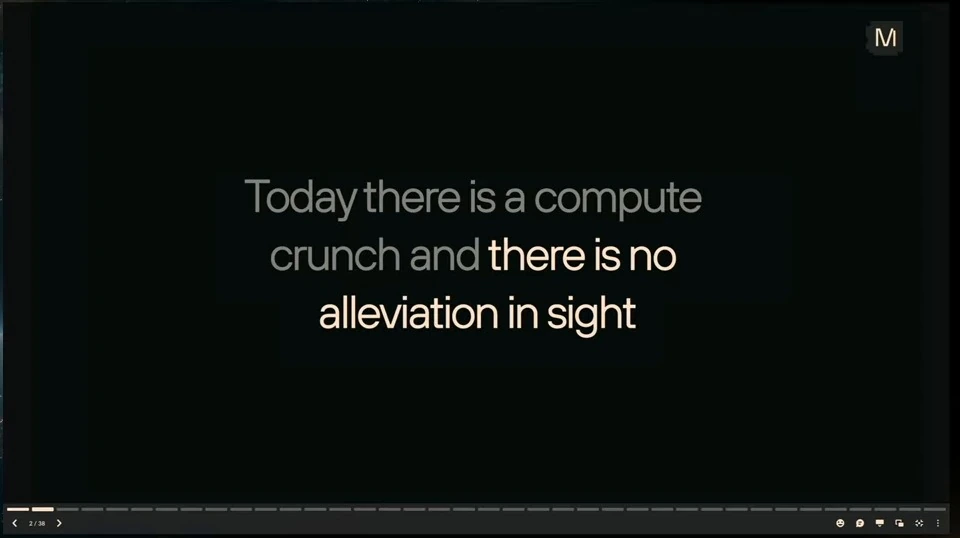 Text states that there is a compute crunch with no alleviation in sight.