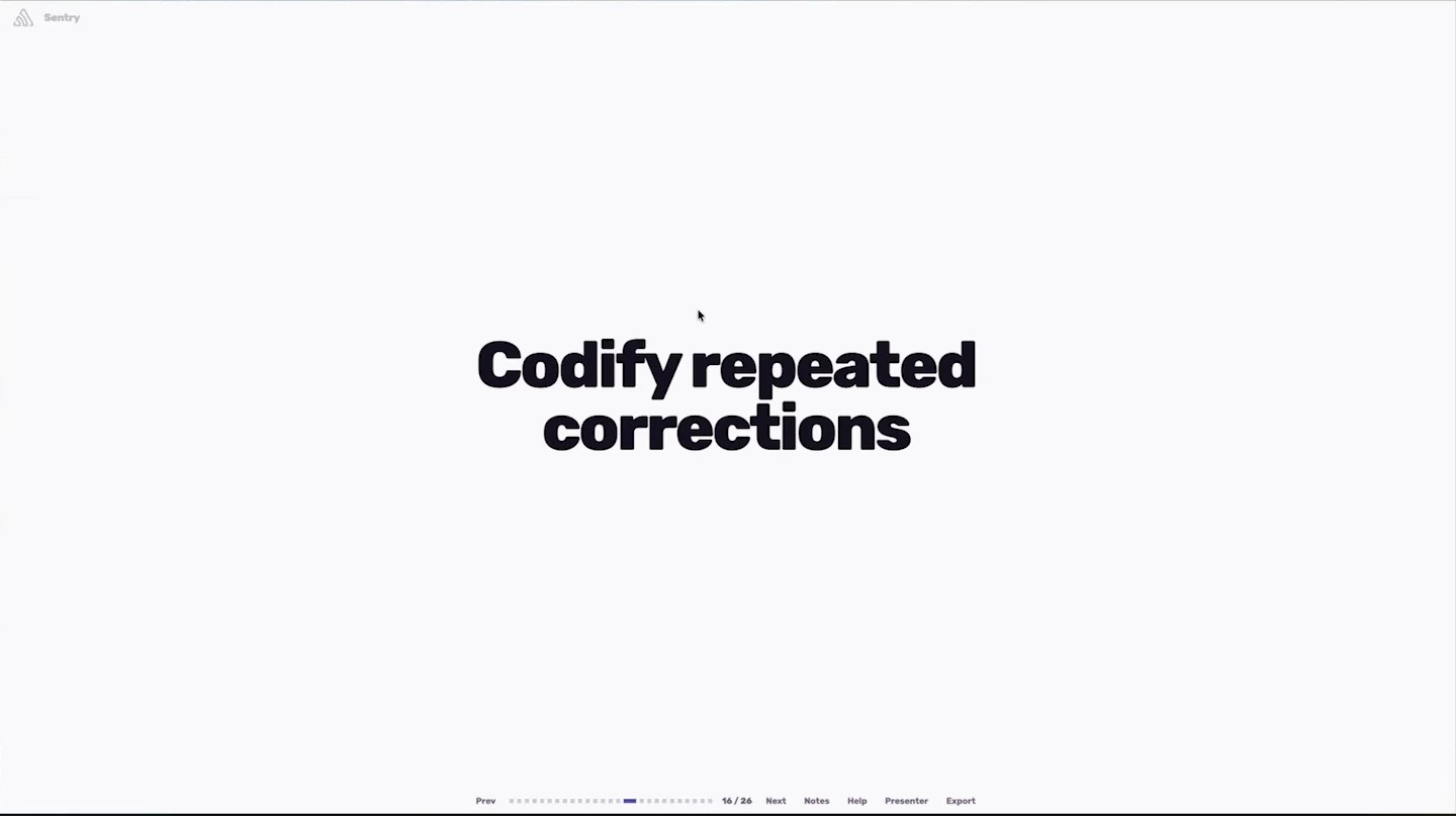 Slide reading “Codify repeated corrections.”