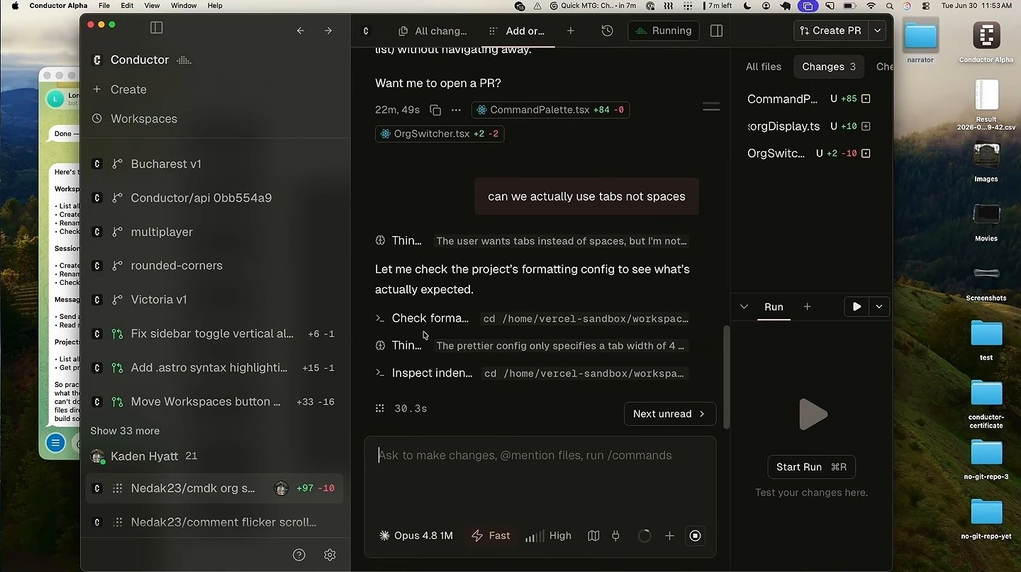 The conversation still shows formatting checks, but the participant typing indicator is no longer visible.