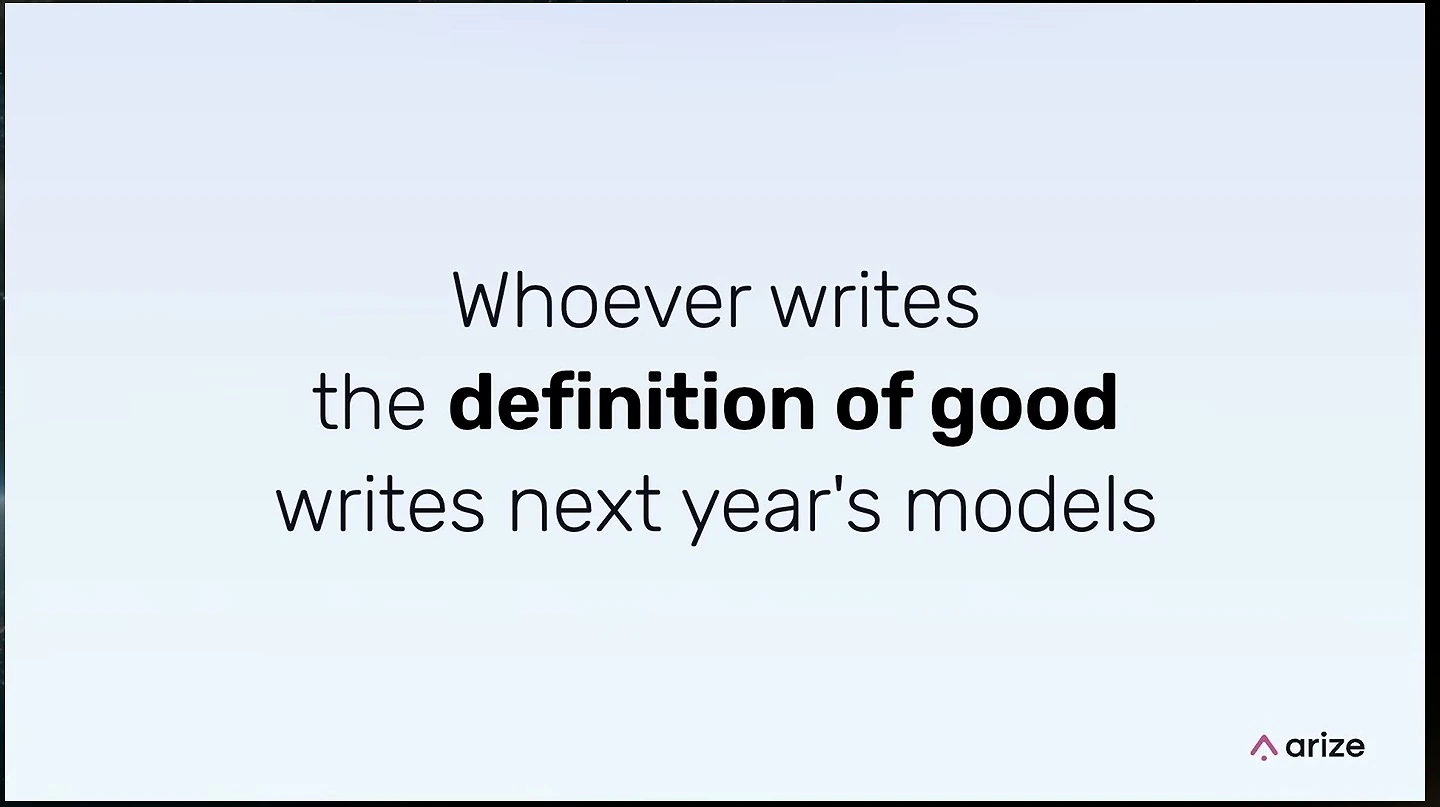 Slide states: Whoever writes the definition of good writes next year's models.