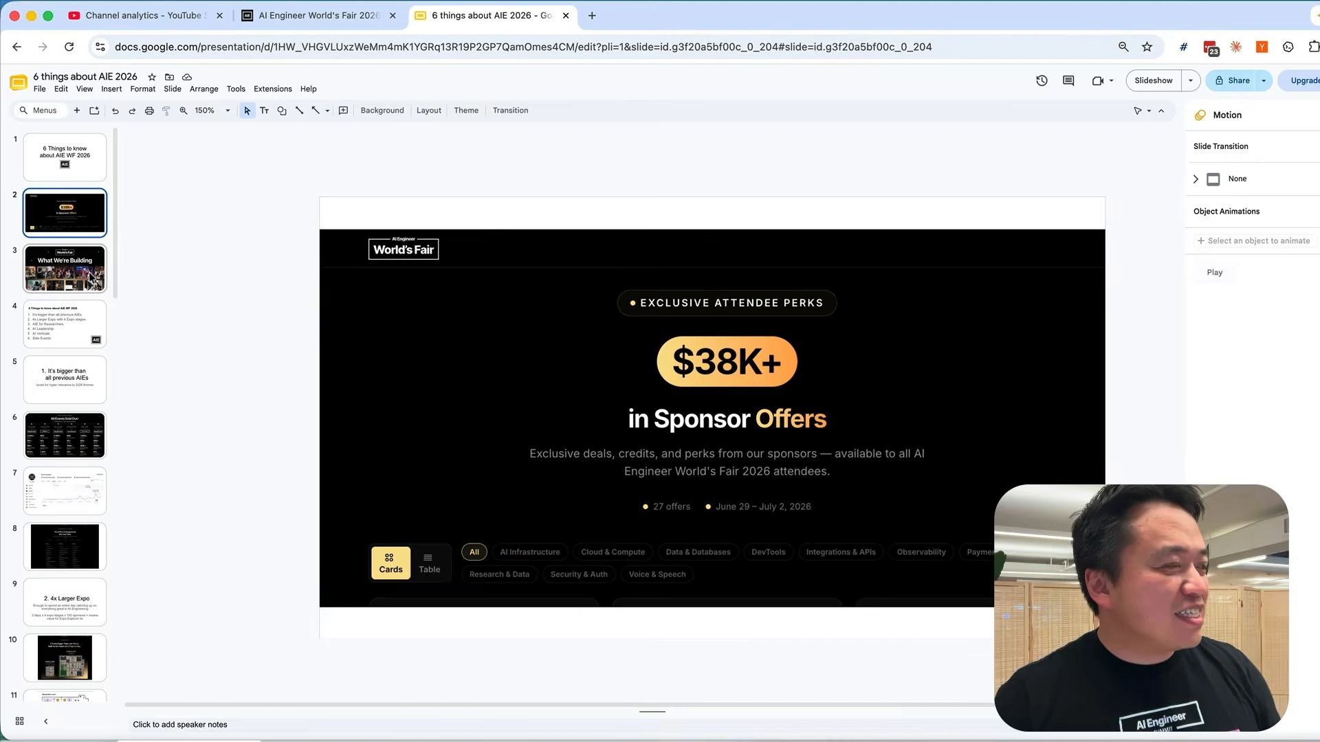 Slide advertising over $38,000 in sponsor offers for attendees.