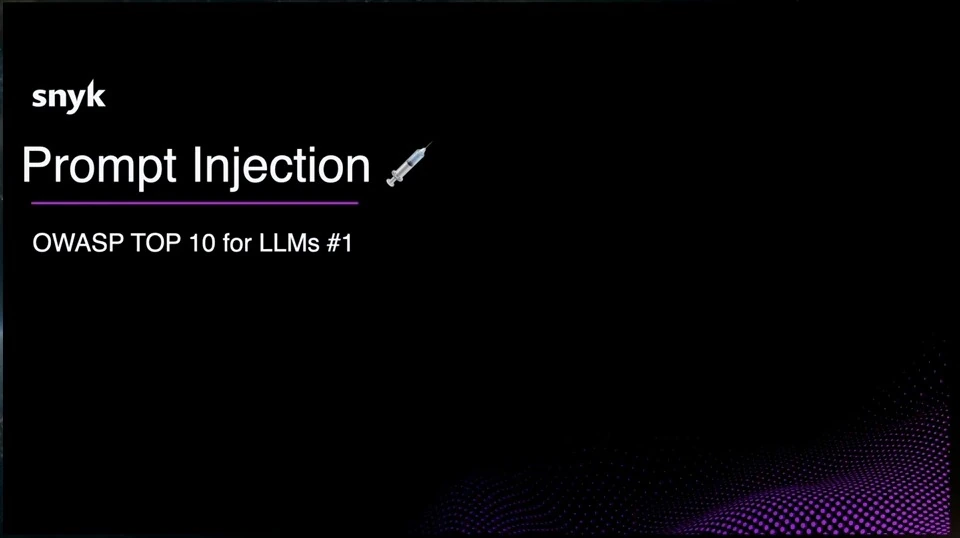 Section title identifying prompt injection as the first OWASP LLM risk.