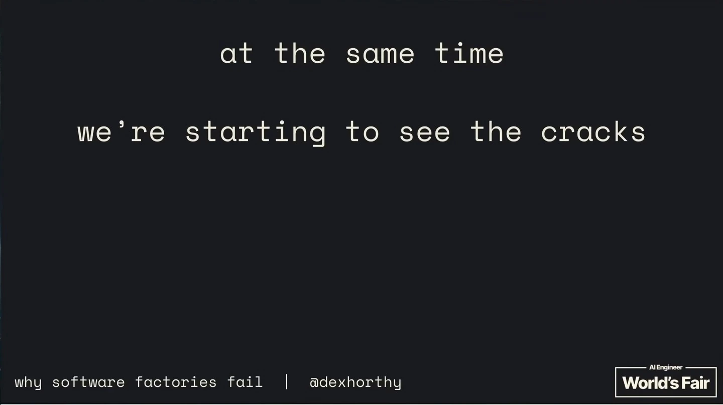Text reads: At the same time, we're starting to see the cracks.