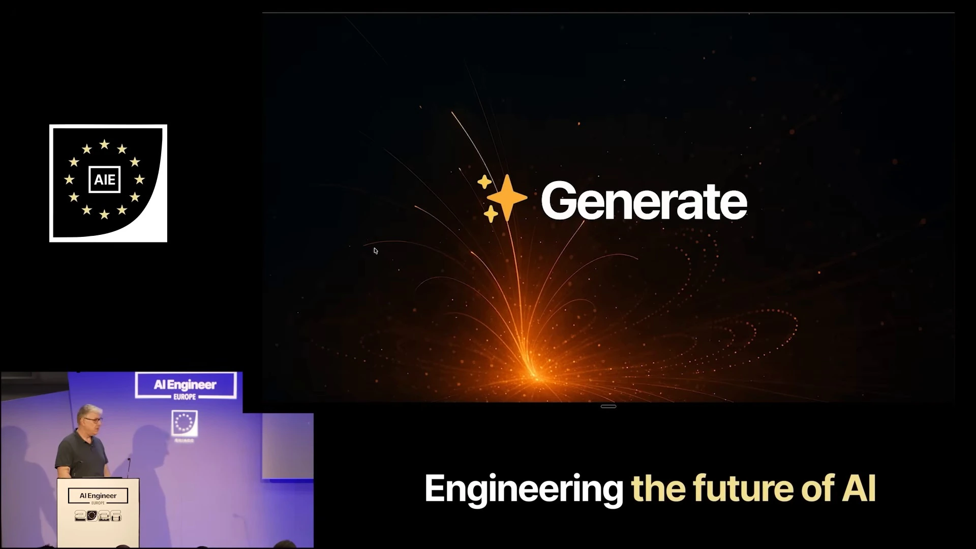 Generate section title over an orange spark illustration.