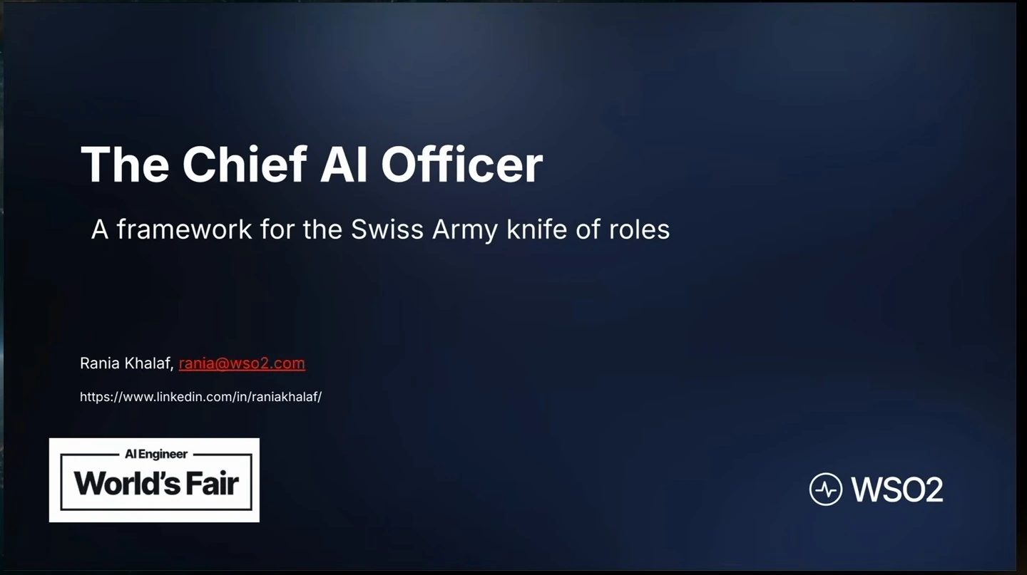 Title slide introducing a framework for the Chief AI Officer role.