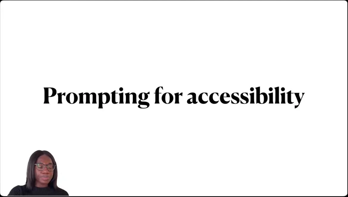 Title slide reading “Prompting for accessibility.”