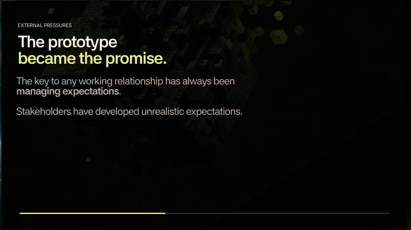 A slide about managing expectations and unrealistic stakeholder expectations.